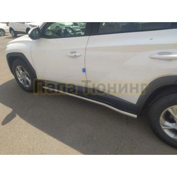 Защита порога труба d60 Папа Тюнинг для Hyundai Tucson 2021-