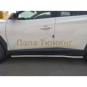 Защита порога труба d60 Папа Тюнинг для Hyundai Tucson 2021-