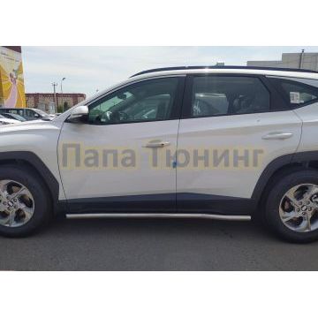 Защита порога труба d60 Папа Тюнинг для Hyundai Tucson 2021-