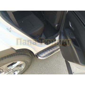 Пороги с накладным листом d53 Папа Тюнинг для Hyundai Tucson 2021-