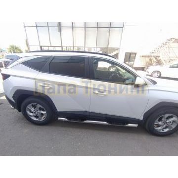 Пороги труба с проступью d76 Папа Тюнинг для Hyundai Tucson 2021-