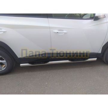 Пороги труба с проступью d76 Папа Тюнинг для Hyundai Tucson 2021-