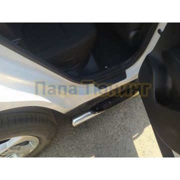 Пороги труба с проступью d76 Папа Тюнинг для Hyundai Tucson 2021-