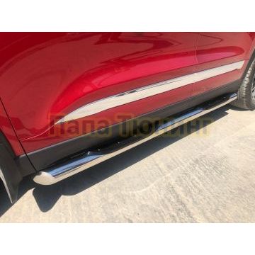Пороги труба с проступью d76 Папа Тюнинг для Chery Tiggo 8 Pro 2021-