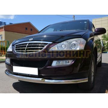 Защита переднего бампера двойная d60/42 Папа Тюнинг для Ssang Yong Kyron 2007-