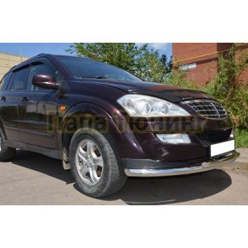 Защита переднего бампера двойная d60/42 Папа Тюнинг для Ssang Yong Kyron 2007-