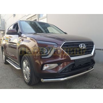 Защита переднего бампера d60 Папа Тюнинг для Hyundai Creta 2021-