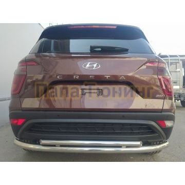Защита заднего бампера двойная d60/42 Папа Тюнинг для Hyundai Creta 2021-