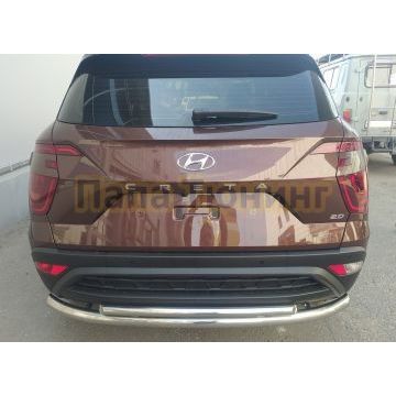 Защита заднего бампера двойная d60/42 Папа Тюнинг для Hyundai Creta 2021-