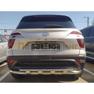 Защита заднего бампера с перемычками d60/42 Папа Тюнинг для для Hyundai Creta 2021-