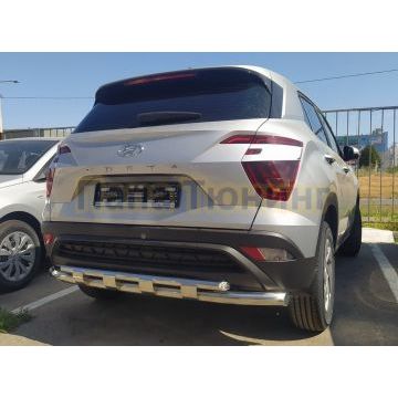 Защита заднего бампера с перемычками d60/42 Папа Тюнинг для для Hyundai Creta 2021-