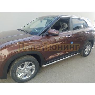 Защита порога труба d60 Папа Тюнинг для для Hyundai Creta 2021-