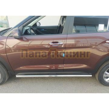 Защита порога труба d60 Папа Тюнинг для для Hyundai Creta 2021-