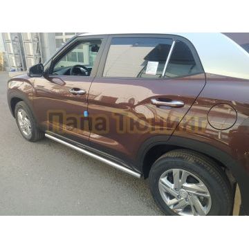 Защита порога труба d60 Папа Тюнинг для для Hyundai Creta 2021-