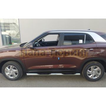 Пороги труба с проступью d76 Папа Тюнинг для Hyundai Creta 2021-