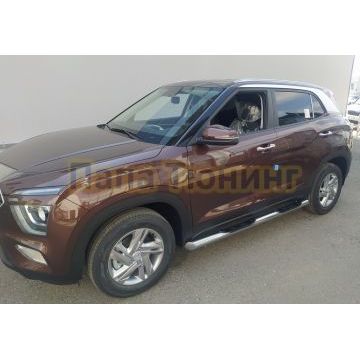 Пороги труба с проступью d76 Папа Тюнинг для Hyundai Creta 2021-