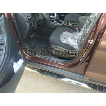 Пороги труба с проступью d76 Папа Тюнинг для Hyundai Creta 2021-