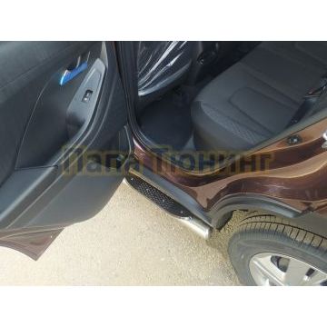 Пороги труба с проступью d76 Папа Тюнинг для Hyundai Creta 2021-