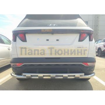 Защита заднего бампера с перемычками d60/42 Папа Тюнинг для Hyundai Tucson 2021-