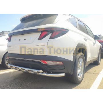 Защита заднего бампера с перемычками d60/42 Папа Тюнинг для Hyundai Tucson 2021-