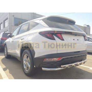 Защита заднего бампера с перемычками d60/42 Папа Тюнинг для Hyundai Tucson 2021-
