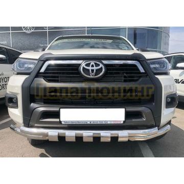 Защита переднего бампера (G) d60 Папа Тюнинг для Toyota Hilux Black Onyx 2020-