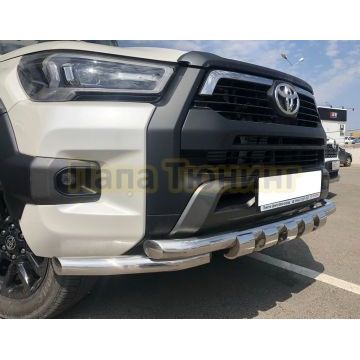 Защита переднего бампера (G) d60 Папа Тюнинг для Toyota Hilux Black Onyx 2020-