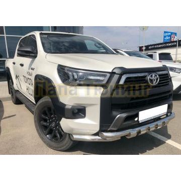 Защита переднего бампера (G) d60 Папа Тюнинг для Toyota Hilux Black Onyx 2020-