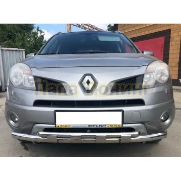 Защита переднего бампера с перемычками d60/42 Папа Тюнинг для Renault Koleos 2008-2016