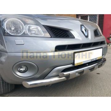 Защита переднего бампера с перемычками d60/42 Папа Тюнинг для Renault Koleos 2008-2016
