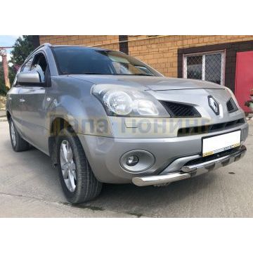 Защита переднего бампера с перемычками d60/42 Папа Тюнинг для Renault Koleos 2008-2016