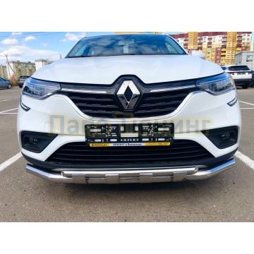 Защита переднего бампера двойная с перемычками d60/42 Папа Тюнинг для Renault Arkana 2019-