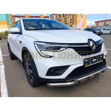 Защита переднего бампера двойная с перемычками d60/42 Папа Тюнинг для Renault Arkana 2019-