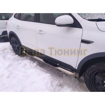 Пороги труба с проступью d76 Папа Тюнинг для Renault Arkana 2019-