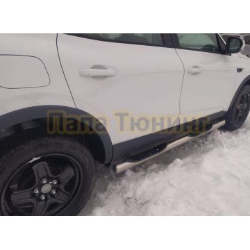 Пороги труба с проступью d76 Папа Тюнинг для Renault Arkana 2019-