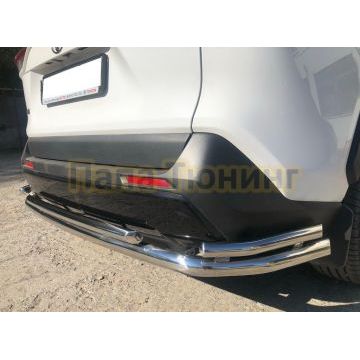 Защита заднего бампера угловая большая d60/42/42 Папа Тюнинг для Toyota RAV4 2019-