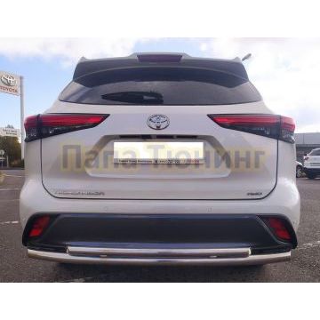 Защита заднего бампера двойная d60/42 Папа Тюнинг для Toyota Highlander 2021-