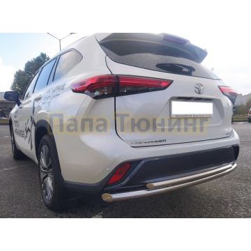 Защита заднего бампера двойная d60/42 Папа Тюнинг для Toyota Highlander 2021-