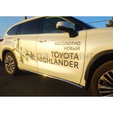 Защита штатного порога d42 Папа Тюнинг для Toyota Highlander 2021-