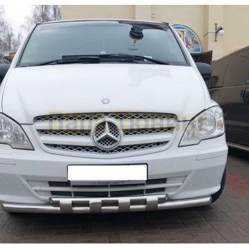 Защита переднего бампера двойная с перемычками Папа Тюнинг d60/42 для Mercedes-Benz Vito 2010-2014