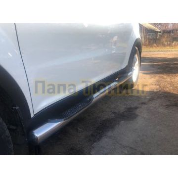 Пороги труба с проступью d76 Папа Тюнинг для SsangYong Actyon 2012-2013
