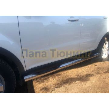 Пороги труба с проступью d76 Папа Тюнинг для SsangYong Actyon 2012-2013