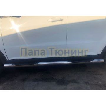 Пороги труба с проступью d76 Папа Тюнинг для SsangYong Actyon 2012-2013