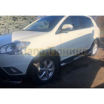 Пороги труба с проступью d76 Папа Тюнинг для SsangYong Actyon 2012-2013