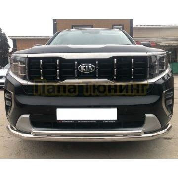 Защита переднего бампера двойная d60/42 Папа Тюнинг для для Kia Mohave 2021-