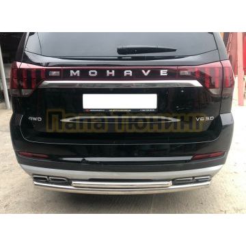 Защита заднего бампера двойная (кроме Корейских производителей авто) d60/42 Папа Тюнинг для Kia Mohave 2021-