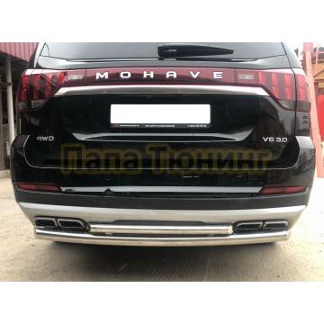 Защита заднего бампера двойная (кроме Корейских производителей авто) d60/42 Папа Тюнинг для Kia Mohave 2021-