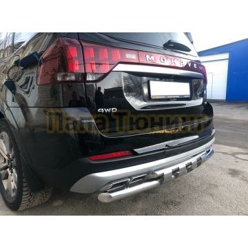 Защита заднего бампера с перемычками (кроме Корейских производителей авто) d60/42 Папа Тюнинг для Kia Mohave 2021-