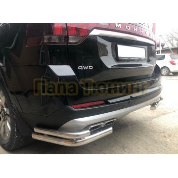 Защита заднего бампера угловая двойная (кроме Корейских производителей авто)d60/42 Папа Тюнинг для Kia Mohave 2021-