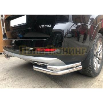 Защита заднего бампера угловая двойная (кроме Корейских производителей авто)d60/42 Папа Тюнинг для Kia Mohave 2021-